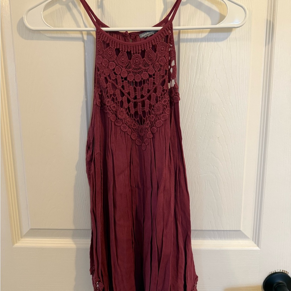 Burgundy Crochet Halter Tank